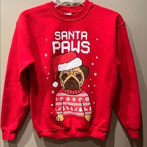 Gildan Red Santa Paws Kids Christmas Sweatshirt - size children’s XL
